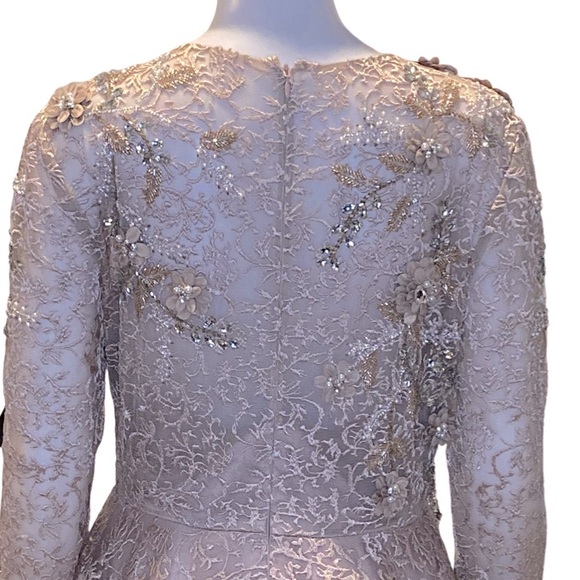 NWT MacDuggal 11121 Mocha Embellished Illusion Long Sleeve A-Line Ball Gown-Sz 8 - Picture 10 of 15